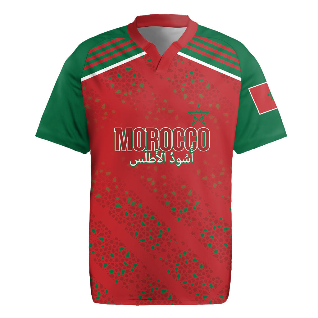 Morocco Football Atlas Lionesses Custom Rugby Jersey Arabesque Motif