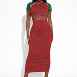 Morocco Football Atlas Lionesses Custom Short Sleeve Bodycon Dress Arabesque Motif