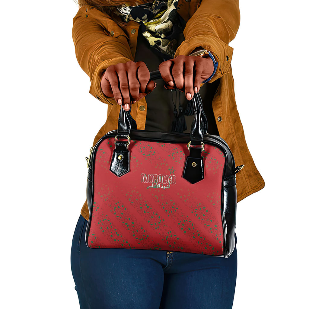 Morocco Football Atlas Lionesses Shoulder Handbag Arabesque Motif