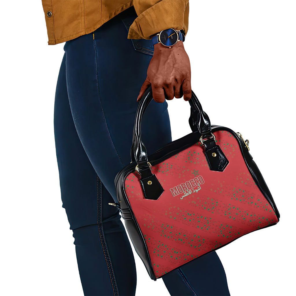 Morocco Football Atlas Lionesses Shoulder Handbag Arabesque Motif