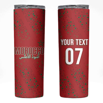 Morocco Football Atlas Lionesses Custom Skinny Tumbler Arabesque Motif