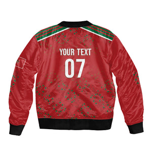 Morocco Football Atlas Lionesses Custom Sleeve Zip Bomber Jacket Arabesque Motif