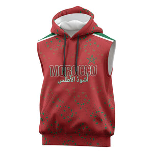 Morocco Football Atlas Lionesses Custom Sleeveless Hoodie Arabesque Motif