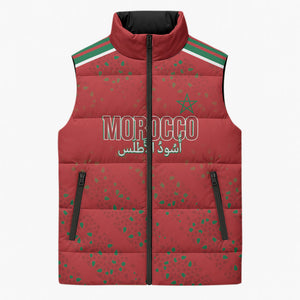 Morocco Football Atlas Lionesses Custom Sleeveless Puffer Jacket Arabesque Motif