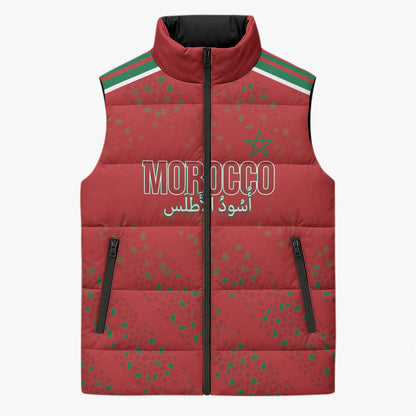 Morocco Football Atlas Lionesses Custom Sleeveless Puffer Jacket Arabesque Motif
