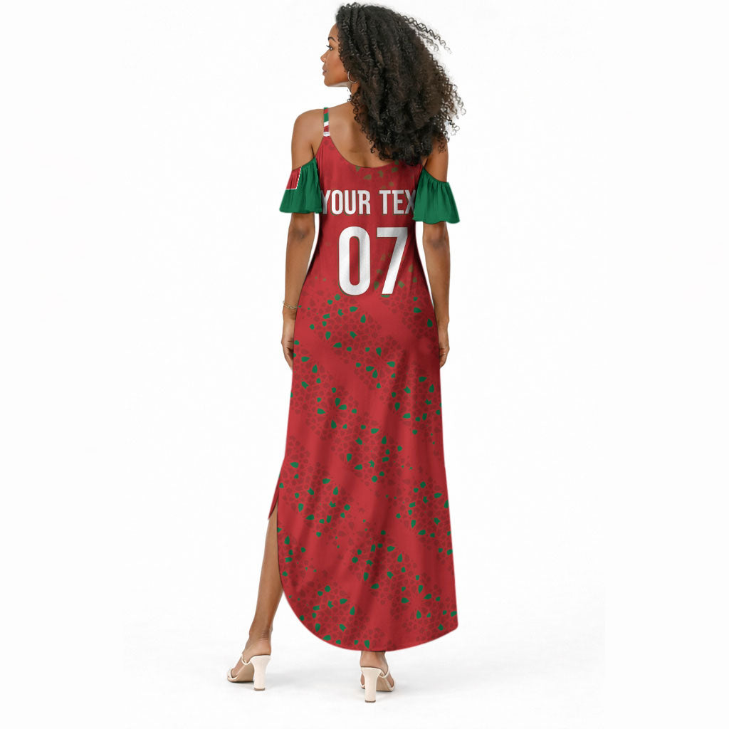Morocco Football Atlas Lionesses Custom Summer Maxi Dress Arabesque Motif