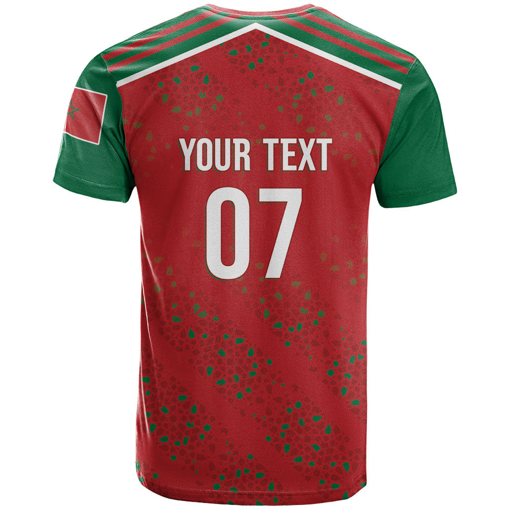 Morocco Football Atlas Lionesses Custom T shirt Arabesque Motif