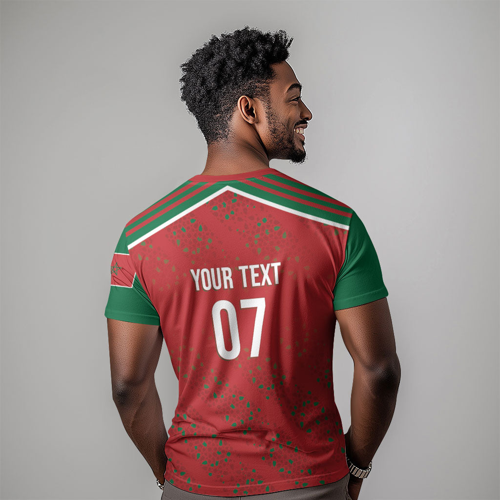 Morocco Football Atlas Lionesses Custom T shirt Arabesque Motif