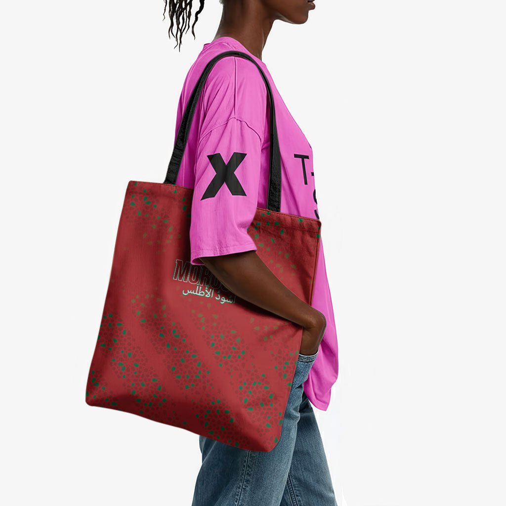 Morocco Football Atlas Lionesses Tote Bag Arabesque Motif