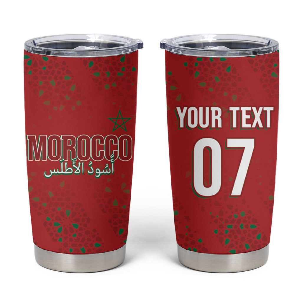 Morocco Football Atlas Lionesses Custom Tumbler Cup Arabesque Motif