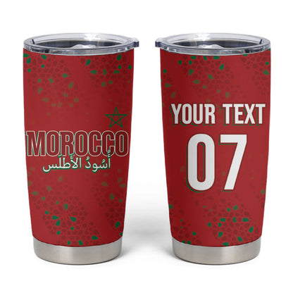 Morocco Football Atlas Lionesses Custom Tumbler Cup Arabesque Motif