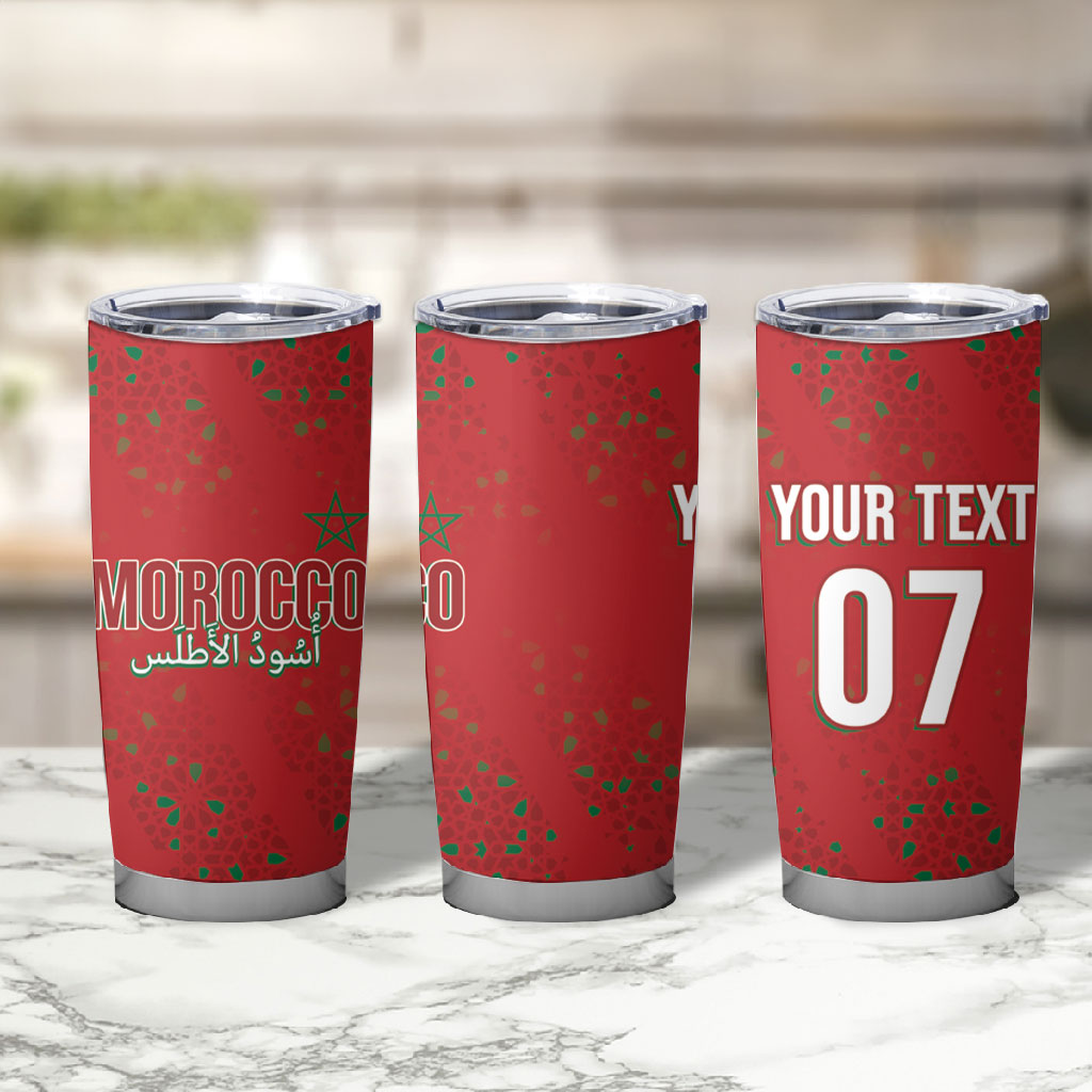 Morocco Football Atlas Lionesses Custom Tumbler Cup Arabesque Motif