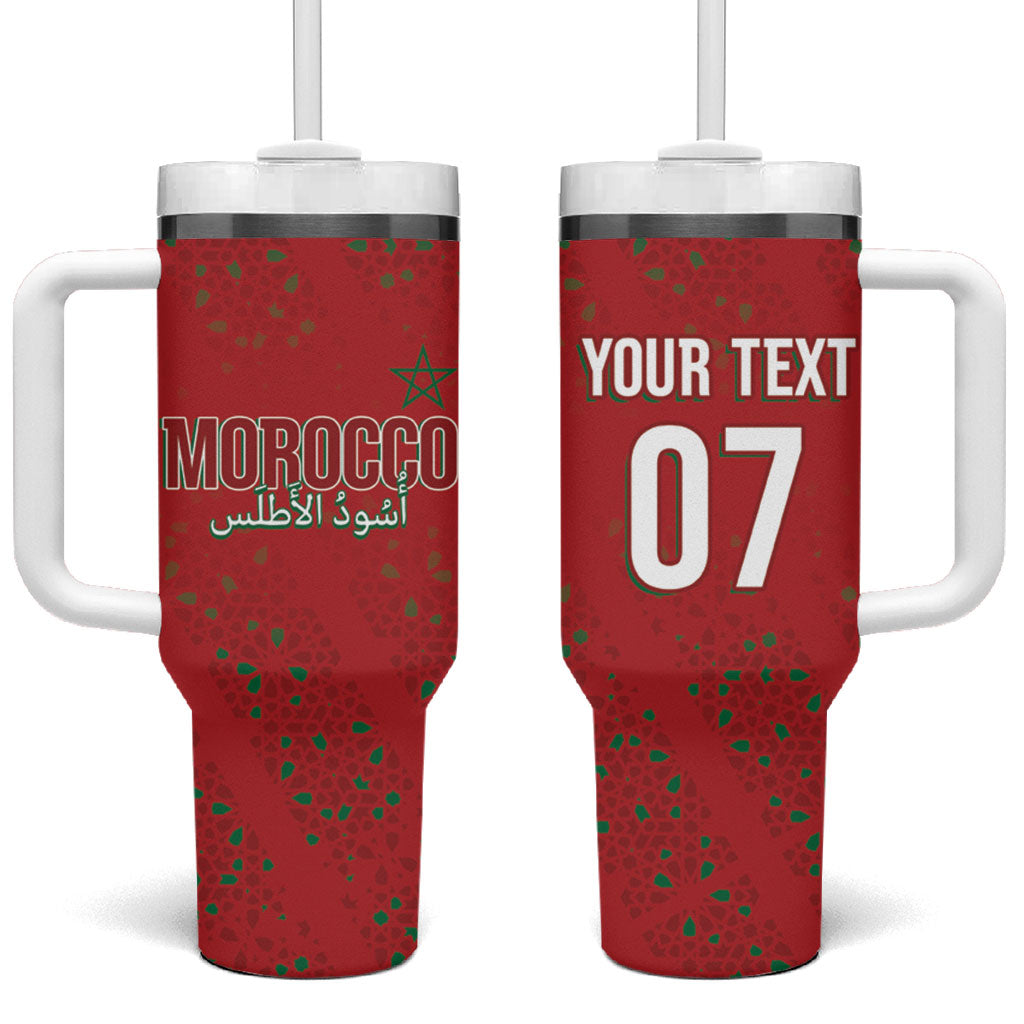 Morocco Football Atlas Lionesses Custom Tumbler With Handle Arabesque Motif