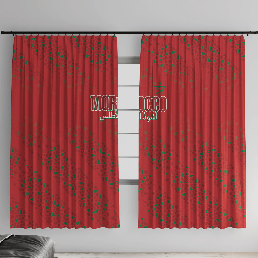 Morocco Football Atlas Lionesses Window Curtain Arabesque Motif