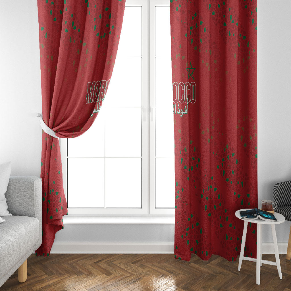 Morocco Football Atlas Lionesses Window Curtain Arabesque Motif