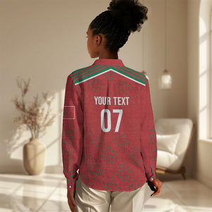 Morocco Football Atlas Lionesses Custom Women Casual Shirt Arabesque Motif