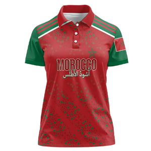 Morocco Football Atlas Lionesses Custom Women Polo Shirt Arabesque Motif