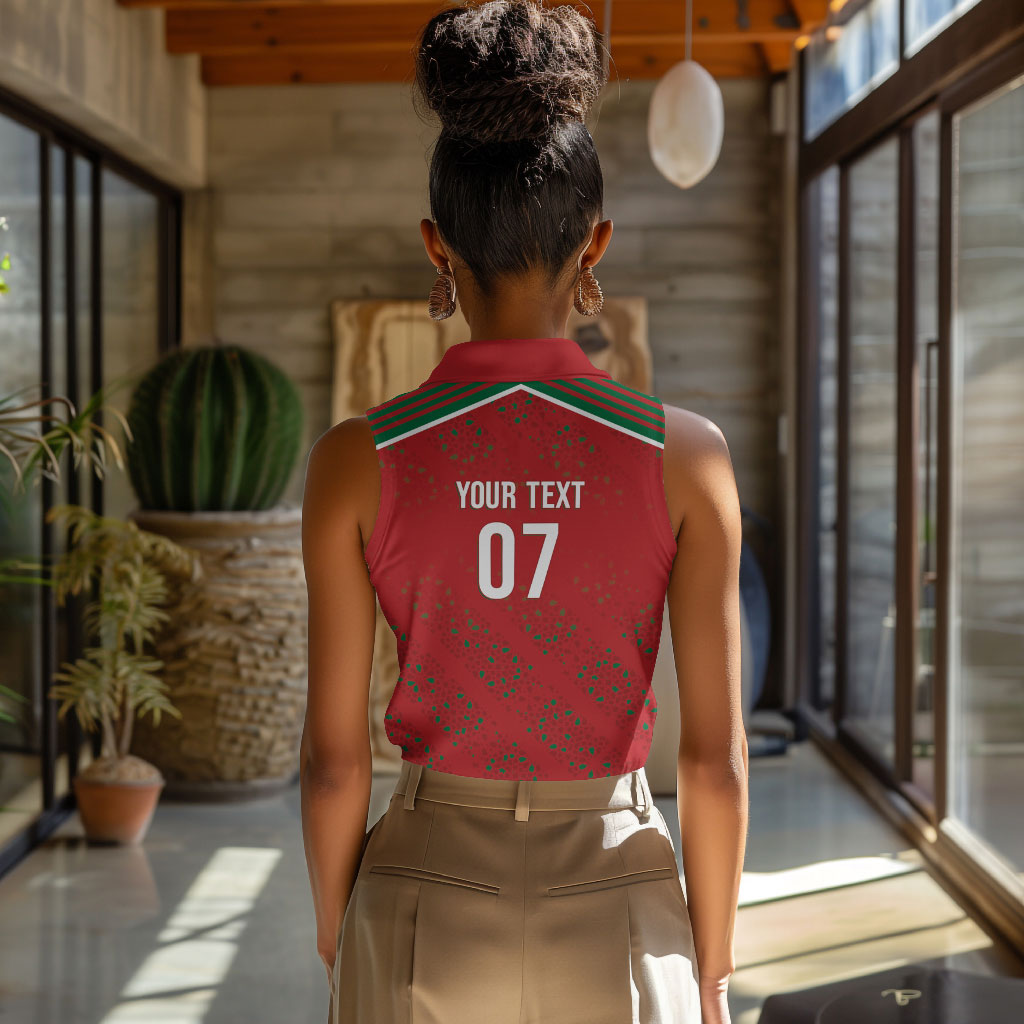 Morocco Football Atlas Lionesses Custom Women Sleeveless Polo Shirt Arabesque Motif