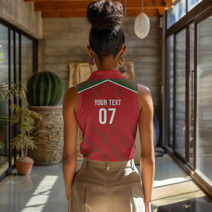 Morocco Football Atlas Lionesses Custom Women Sleeveless Polo Shirt Arabesque Motif