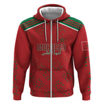 Morocco Football Atlas Lionesses Custom Zip Hoodie Arabesque Motif