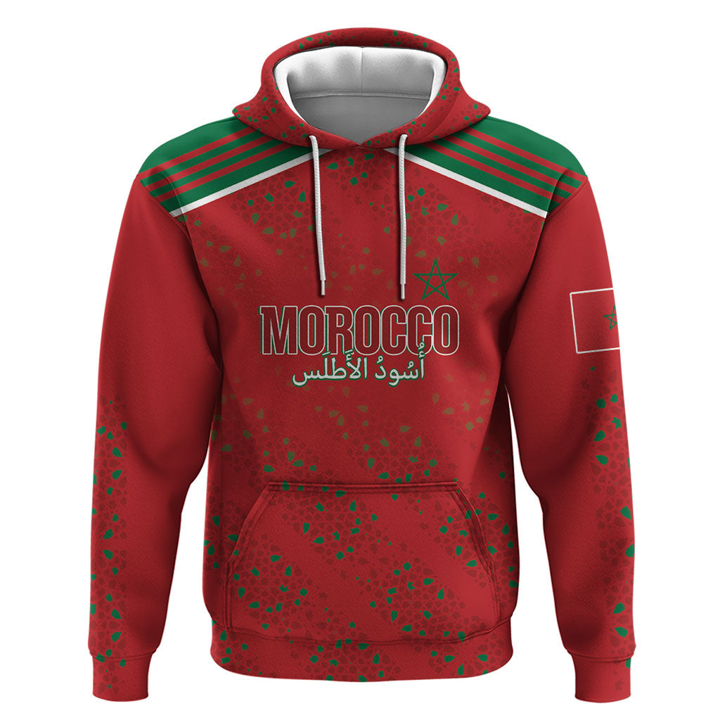 Morocco Football Atlas Lionesses Custom Zip Hoodie Arabesque Motif