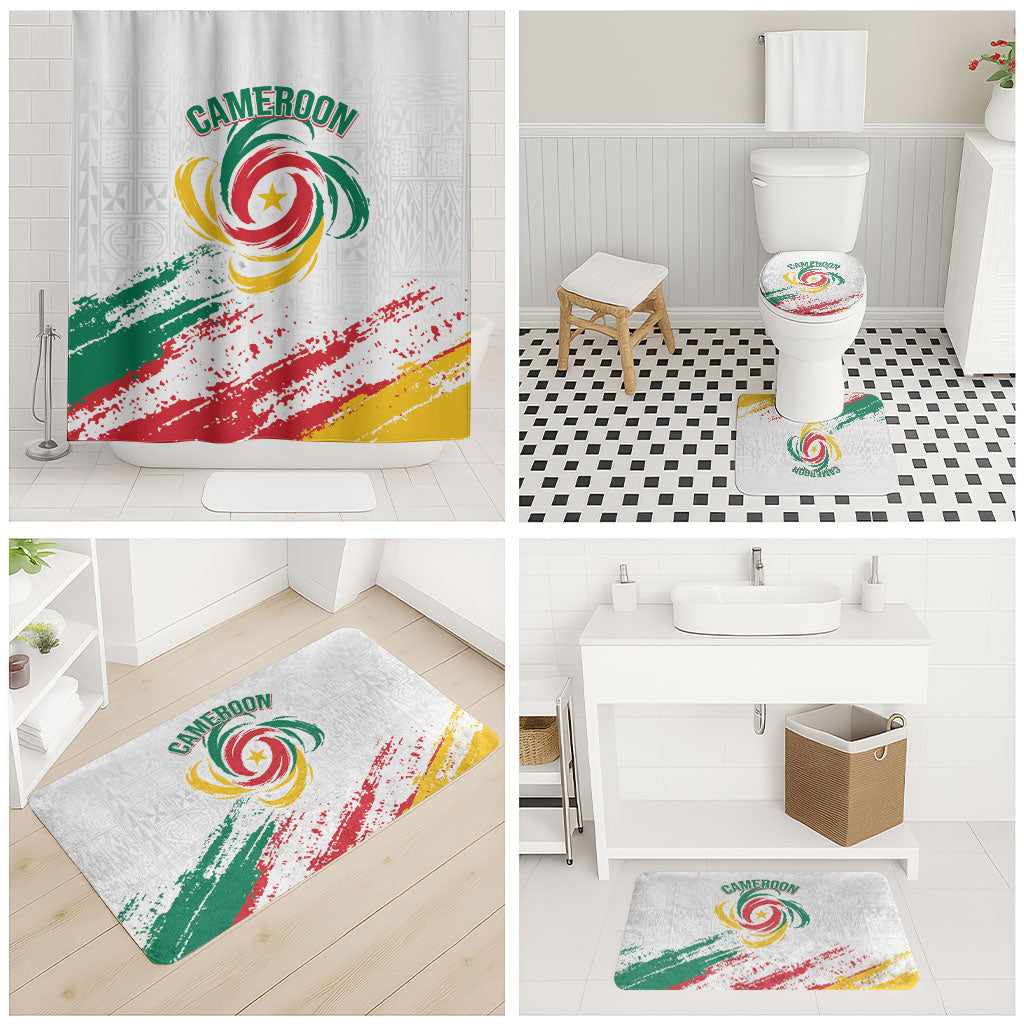 Cameroon Les Lionnes Indomptables Football Bathroom Set Toghu Pattern