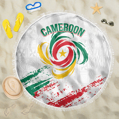 Cameroon Les Lionnes Indomptables Football Beach Blanket Toghu Pattern