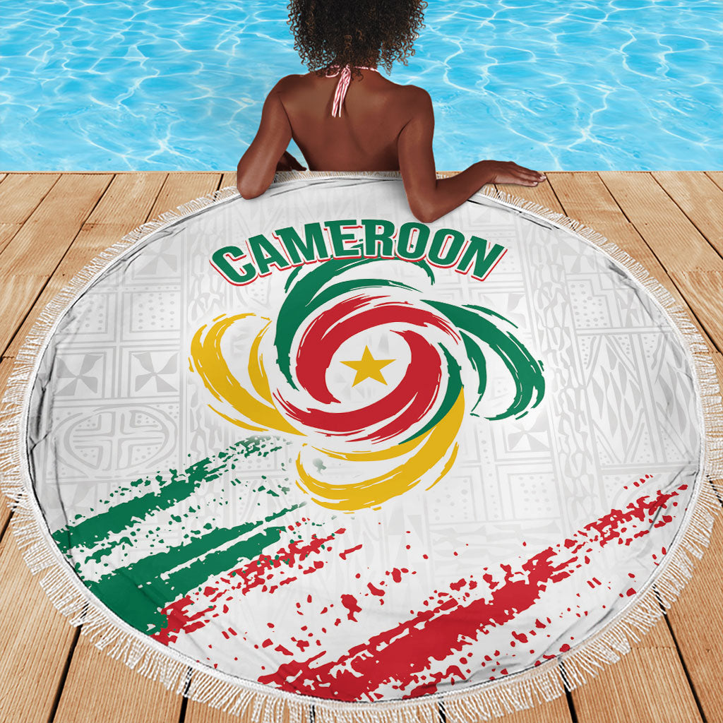 Cameroon Les Lionnes Indomptables Football Beach Blanket Toghu Pattern
