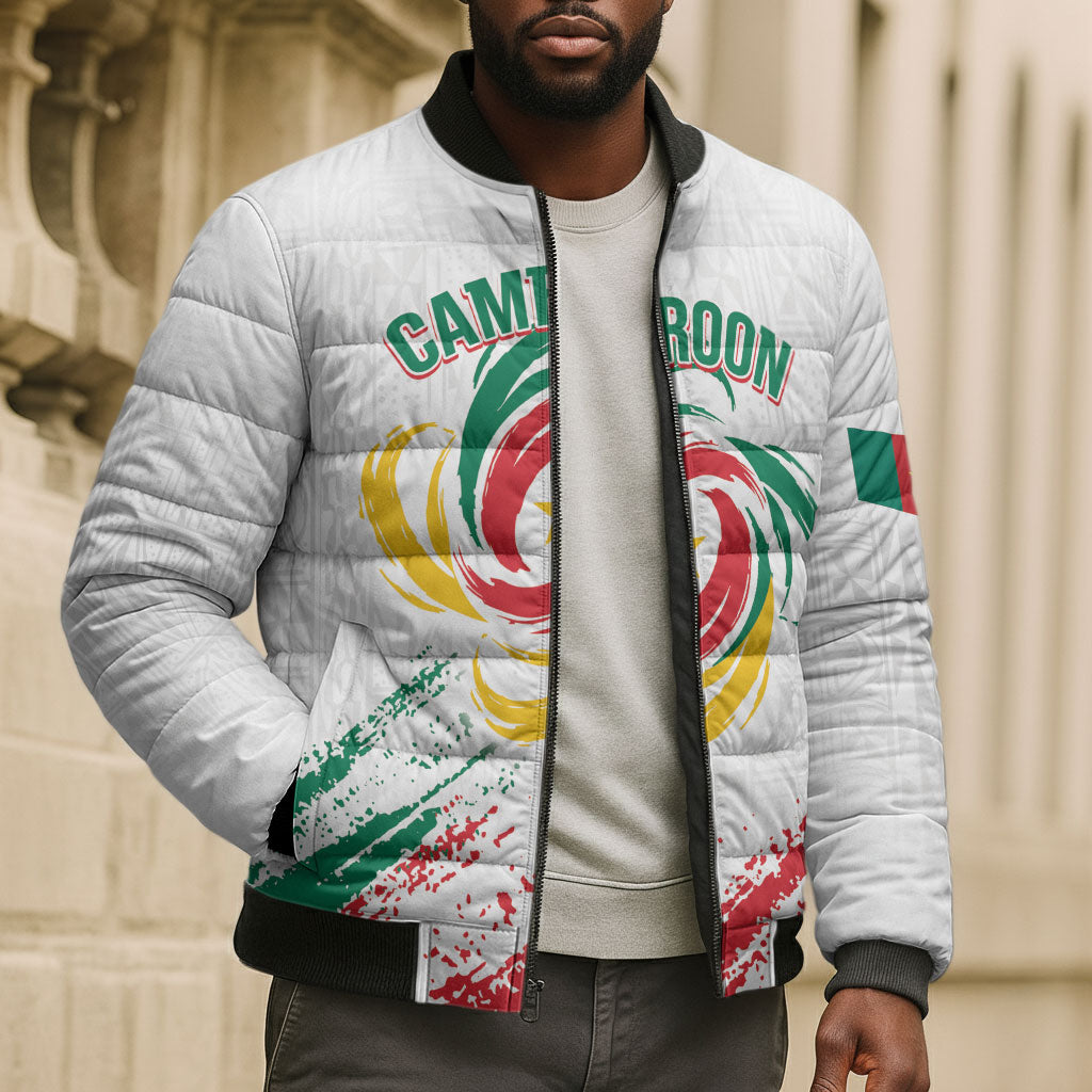Cameroon Les Lionnes Indomptables Football Custom Bomber Puffer Jacket Toghu Pattern