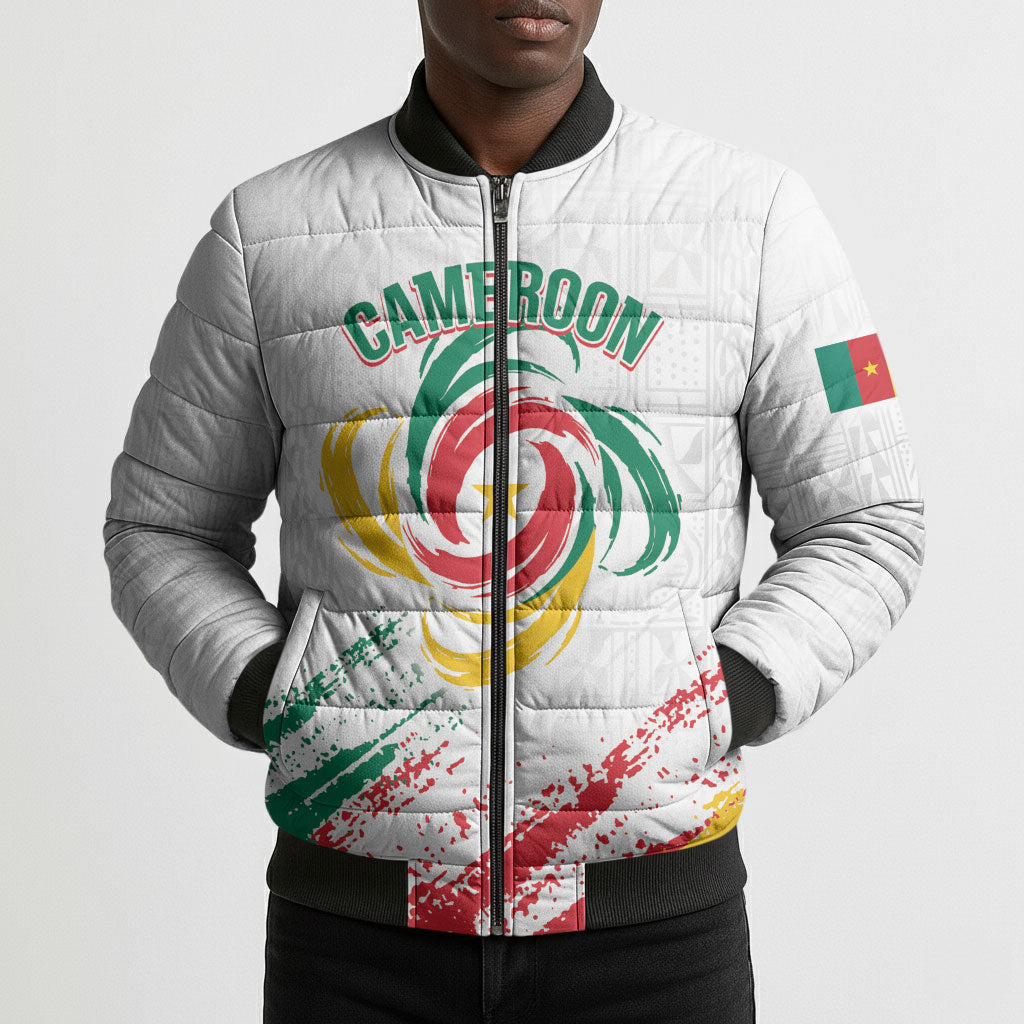 Cameroon Les Lionnes Indomptables Football Custom Bomber Puffer Jacket Toghu Pattern