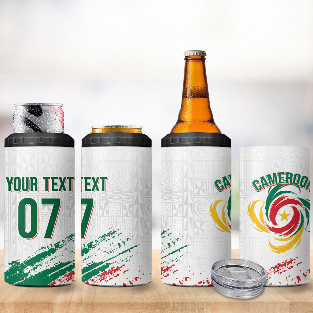 Cameroon Les Lionnes Indomptables Football Custom 4 in 1 Can Cooler Tumbler Toghu Pattern