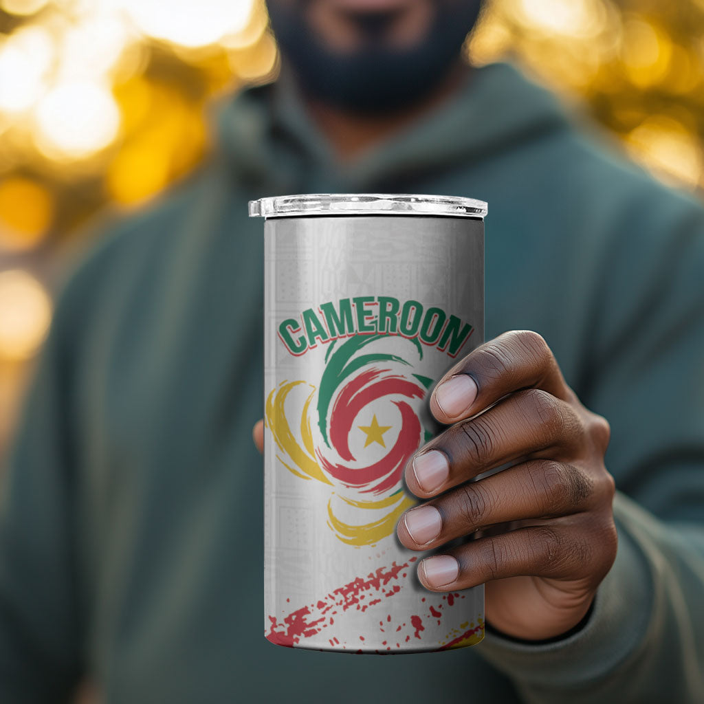 Cameroon Les Lionnes Indomptables Football Custom 4 in 1 Can Cooler Tumbler Toghu Pattern