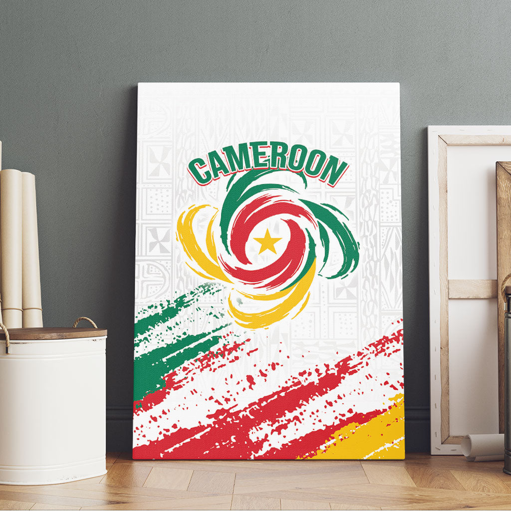 Cameroon Les Lionnes Indomptables Football Canvas Wall Art Toghu Pattern