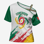 Cameroon Les Lionnes Indomptables Football Custom Cross Shoulder Shirt Toghu Pattern
