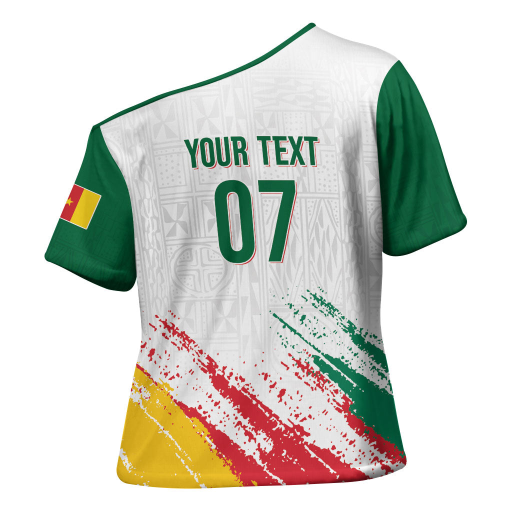 Cameroon Les Lionnes Indomptables Football Custom Cross Shoulder Shirt Toghu Pattern