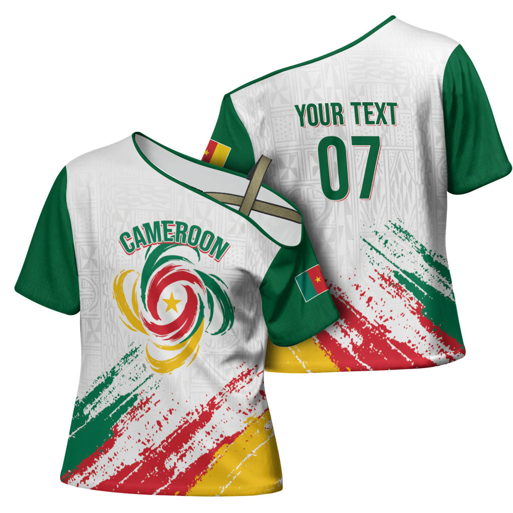 Cameroon Les Lionnes Indomptables Football Custom Cross Shoulder Shirt Toghu Pattern
