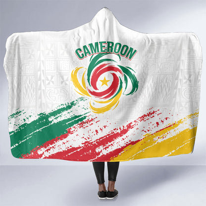 Cameroon Les Lionnes Indomptables Football Hooded Blanket Toghu Pattern