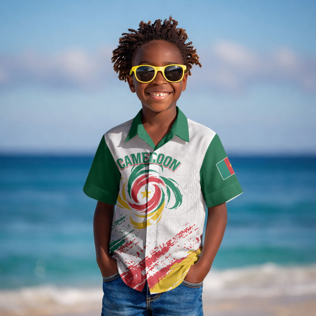 Cameroon Les Lionnes Indomptables Football Custom Kid Hawaiian Shirt Toghu Pattern