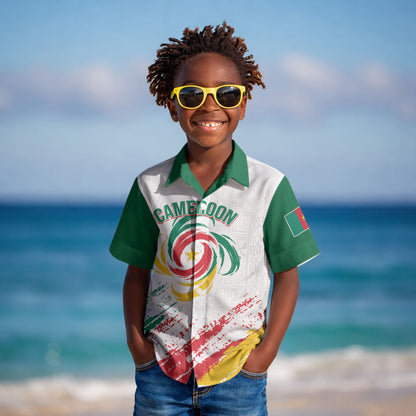 Cameroon Les Lionnes Indomptables Football Custom Kid Hawaiian Shirt Toghu Pattern
