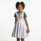 Cameroon Les Lionnes Indomptables Football Custom Kid Short Sleeve Dress Toghu Pattern