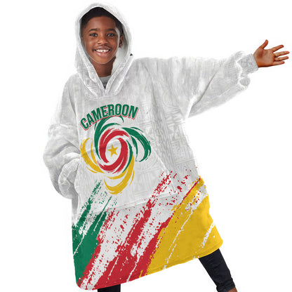 Cameroon Les Lionnes Indomptables Football Custom Kid Wearable Blanket Hoodie Toghu Pattern