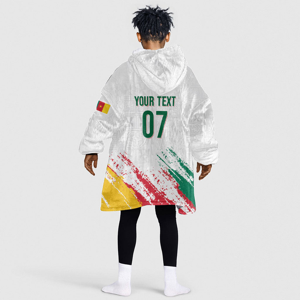 Cameroon Les Lionnes Indomptables Football Custom Kid Wearable Blanket Hoodie Toghu Pattern