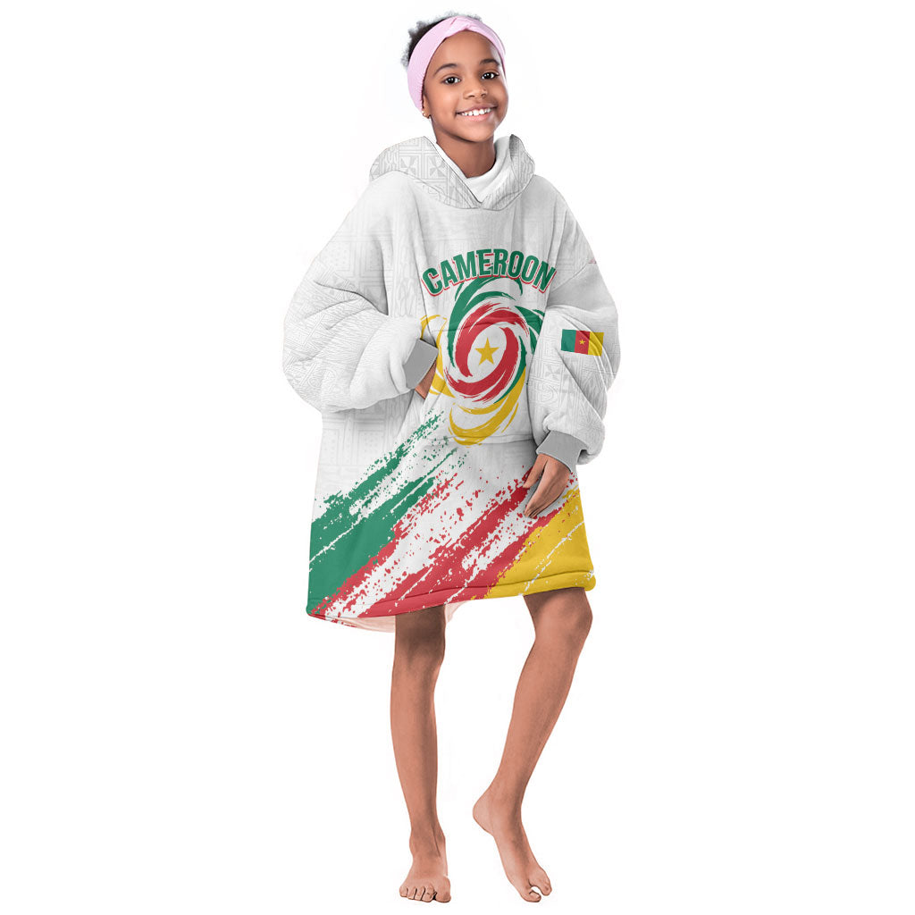 Cameroon Les Lionnes Indomptables Football Custom Kid Wearable Blanket Hoodie Toghu Pattern