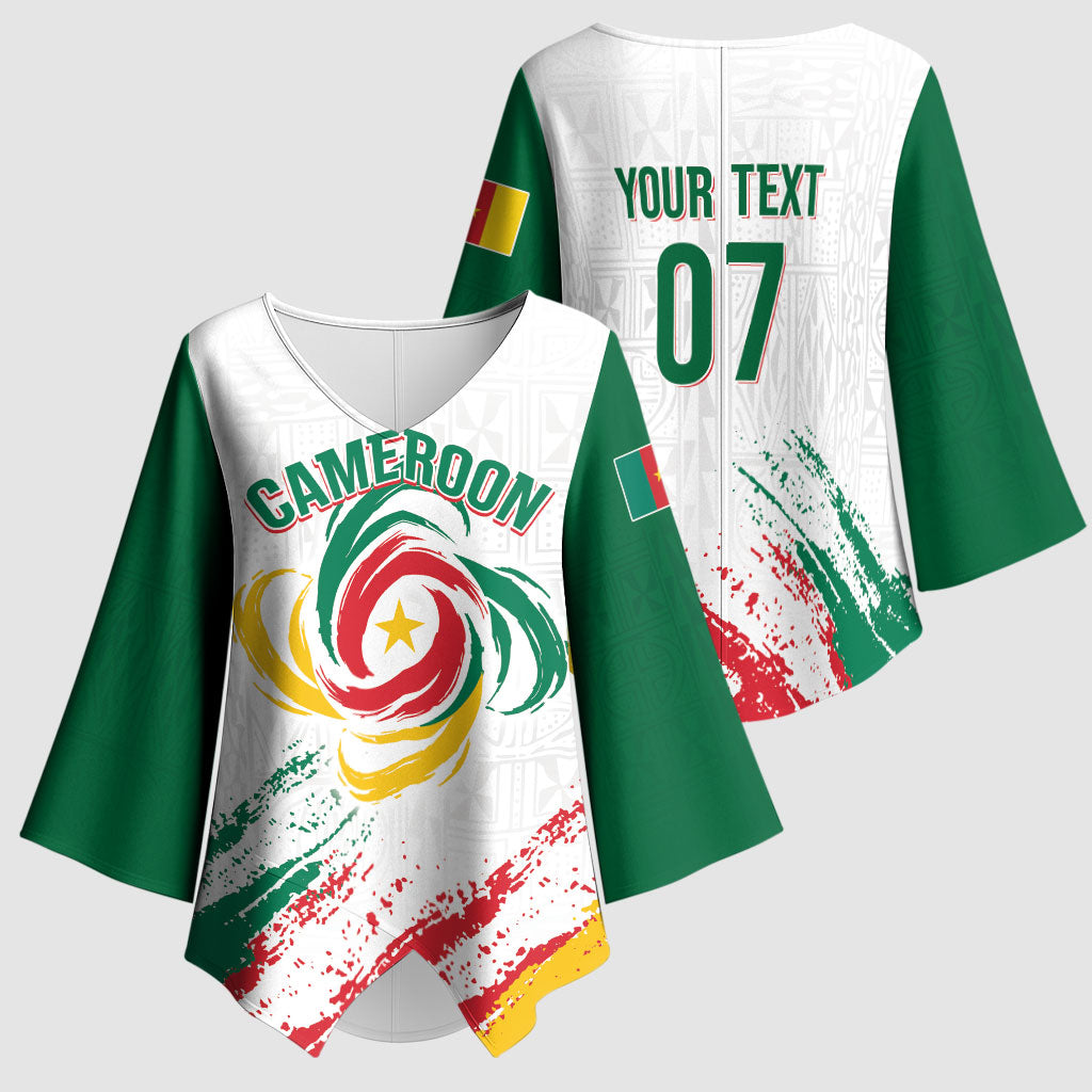 Cameroon Les Lionnes Indomptables Football Custom Kimono Sleeve Blouse Toghu Pattern