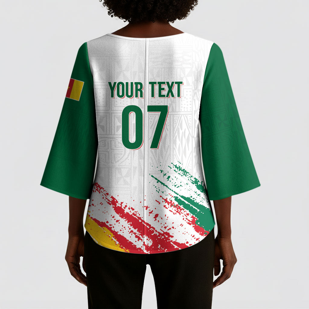 Cameroon Les Lionnes Indomptables Football Custom Kimono Sleeve Blouse Toghu Pattern