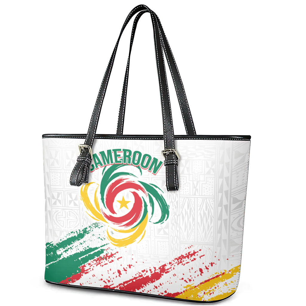 Cameroon Les Lionnes Indomptables Football Leather Tote Bag Toghu Pattern
