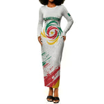 Cameroon Les Lionnes Indomptables Football Custom Long Sleeve Bodycon Dress Toghu Pattern