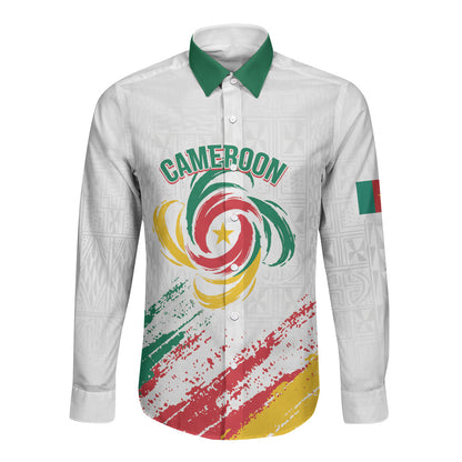 Cameroon Les Lionnes Indomptables Football Custom Long Sleeve Button Shirt Toghu Pattern