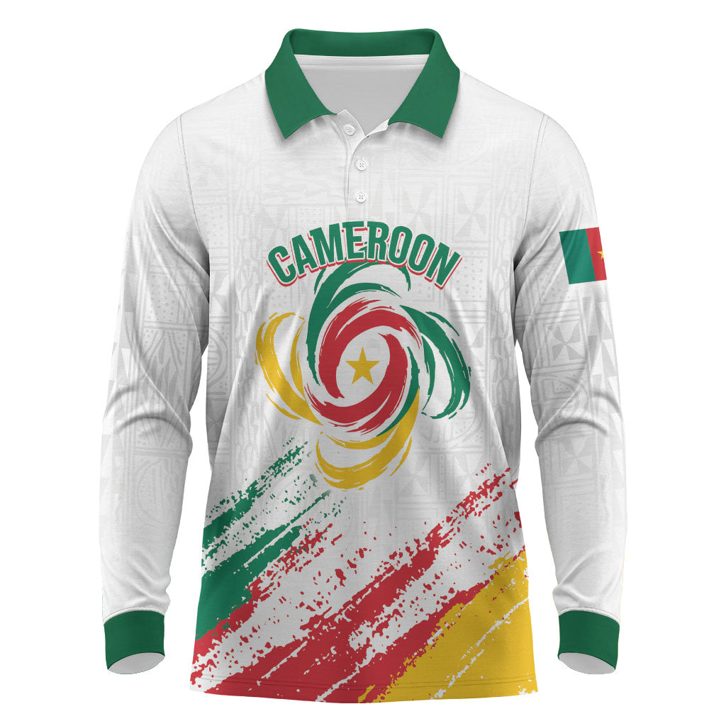 Cameroon Les Lionnes Indomptables Football Custom Long Sleeve Polo Shirt Toghu Pattern