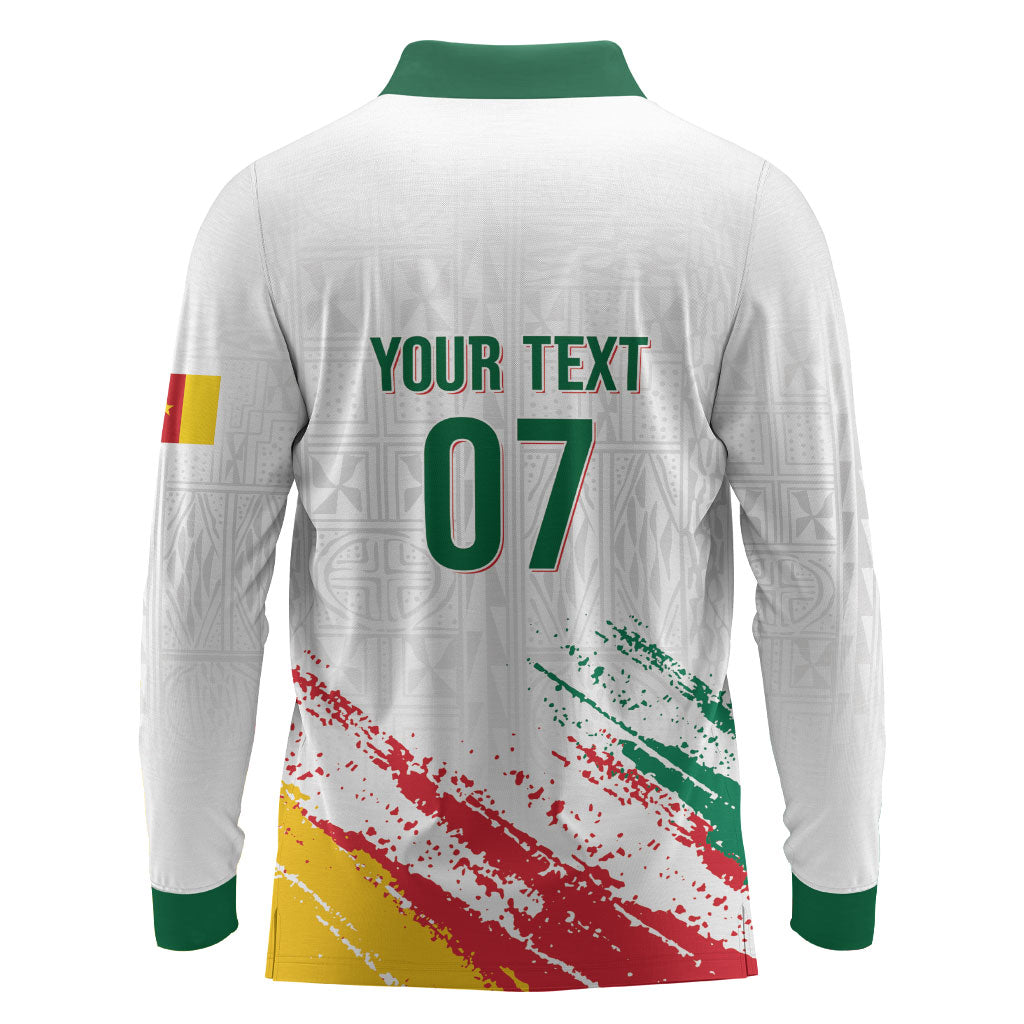 Cameroon Les Lionnes Indomptables Football Custom Long Sleeve Polo Shirt Toghu Pattern